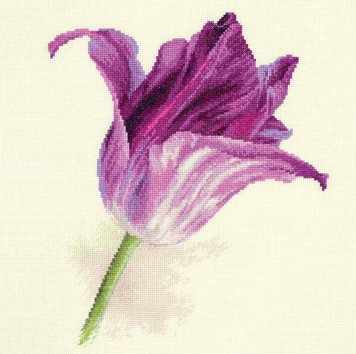 Tulips. Lilac Velvet 2-44 Counted Cross-Stitch Kit - Wizardi
