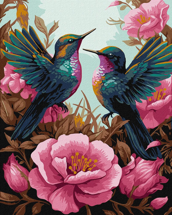 Painting by Numbers kit Sophisticated hummingbirds with extra metallic paints KHO6566