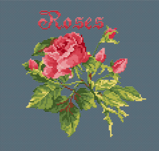 Vintage Rose - PDF Cross Stitch Pattern - Wizardi