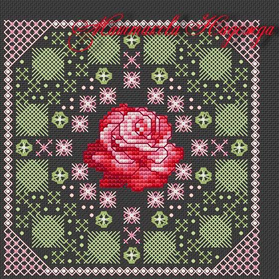 Vintage Rose - PDF Free Cross Stitch Pattern - Wizardi