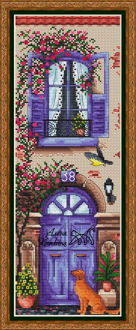 Violet Balcony - PDF Cross Stitch Pattern - Wizardi