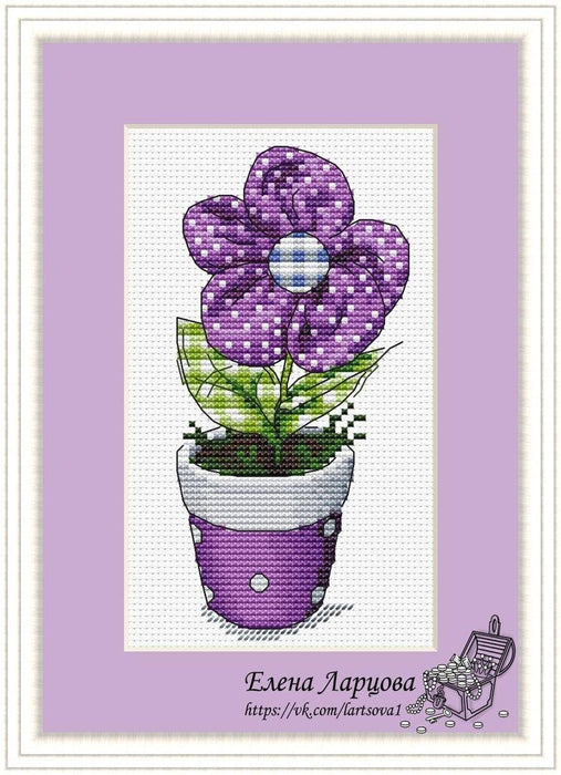 Violet Flowers - PDF Free Cross Stitch Pattern - Wizardi