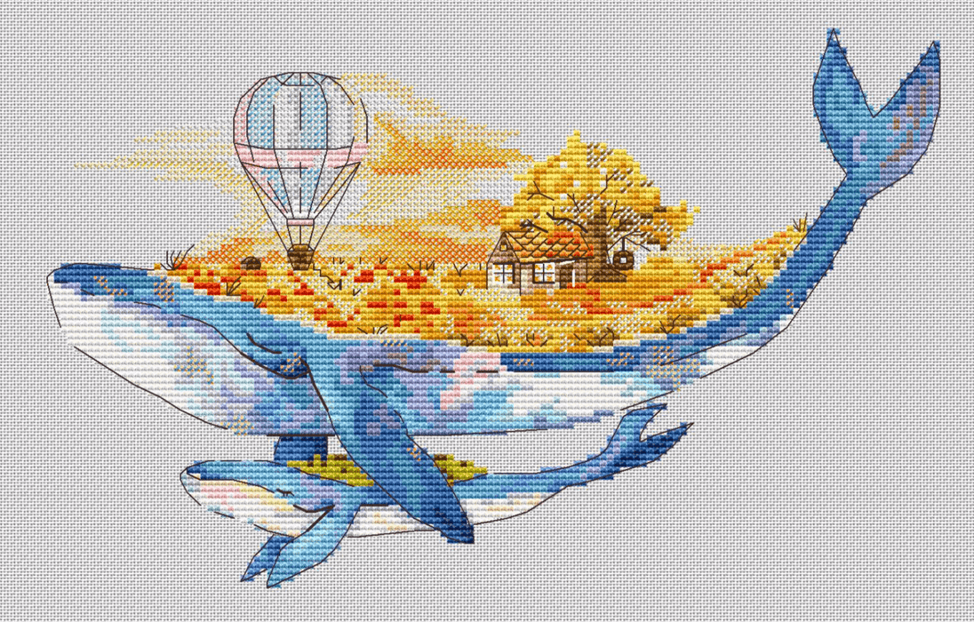 Whale Morning - PDF Cross Stitch Pattern - Wizardi