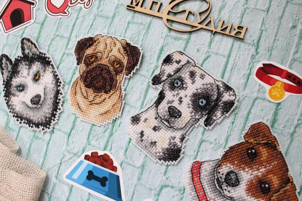 Who Said Woof? Magnets SR-409 Plastic Canvas Counted Cross Stitch Kit - Wizardi