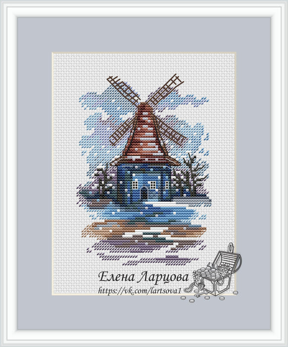 Windmill Winter - PDF Cross Stitch Pattern - Wizardi