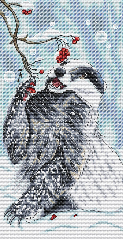 Winter Badger - PDF Cross Stitch Pattern - Wizardi