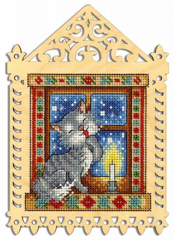 Winter Evening O-001 Counted Cross Stitch Kit on Plywood - Wizardi