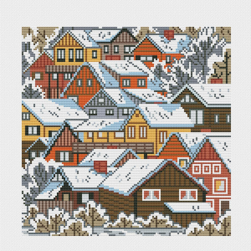 Winter Houses - PDF Cross Stitch Pattern - Wizardi