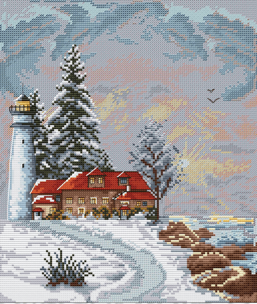 Winter Lighthouse. Christmas - PDF Cross Stitch Pattern - Wizardi