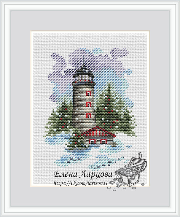 Winter Lighthouse - PDF Cross Stitch Pattern - Wizardi