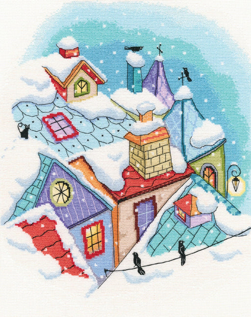 Winter on the roofs M655 Counted Cross Stitch Kit - Wizardi