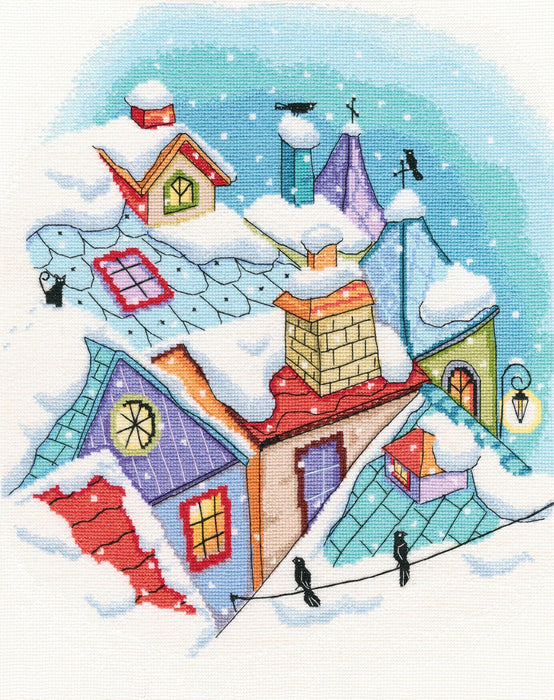 Winter on the roofs M655 Counted Cross Stitch Kit - Wizardi