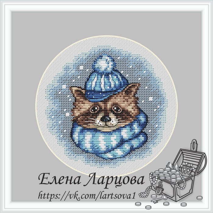 Winter Raccoon - PDF Cross Stitch Pattern - Wizardi