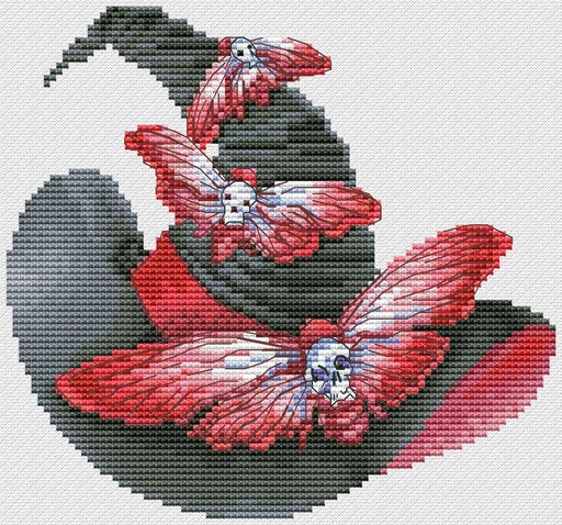 Witch Hat with Butterflies - PDF Cross Stitch Pattern - Wizardi