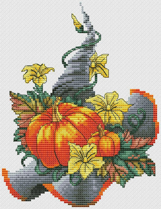 Witch Hat with Pumpkins - PDF Cross Stitch Pattern - Wizardi