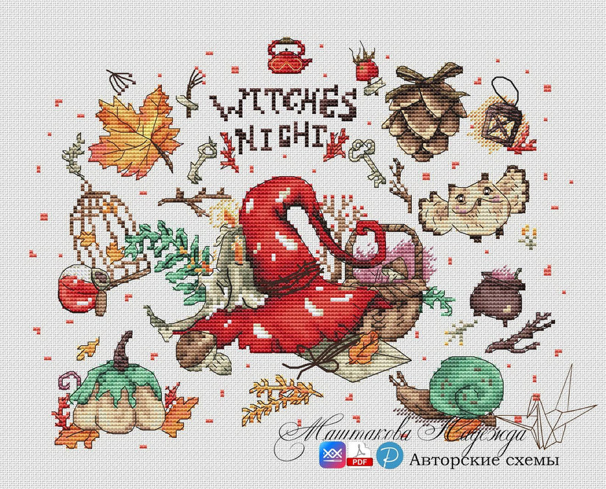 Witches Night - PDF Cross Stitch Pattern - Wizardi