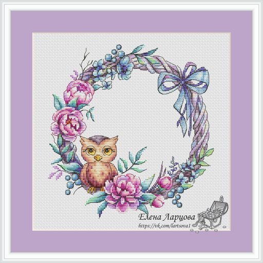 Wreath of Owl - PDF Cross Stitch Pattern - Wizardi