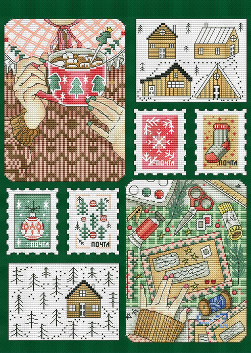 Xmas Sampler with Stamps - PDF Cross Stitch Pattern - Wizardi