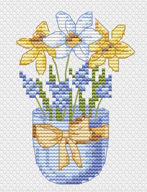 Yellow Spring Flowers Counted Cross Stitch Chart - Free Patterns for Subscribers - Wizardi