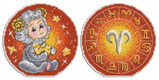Zodiac Signs. Aries SR-695 Plastic Canvas Counted Cross Stitch Kit - Wizardi