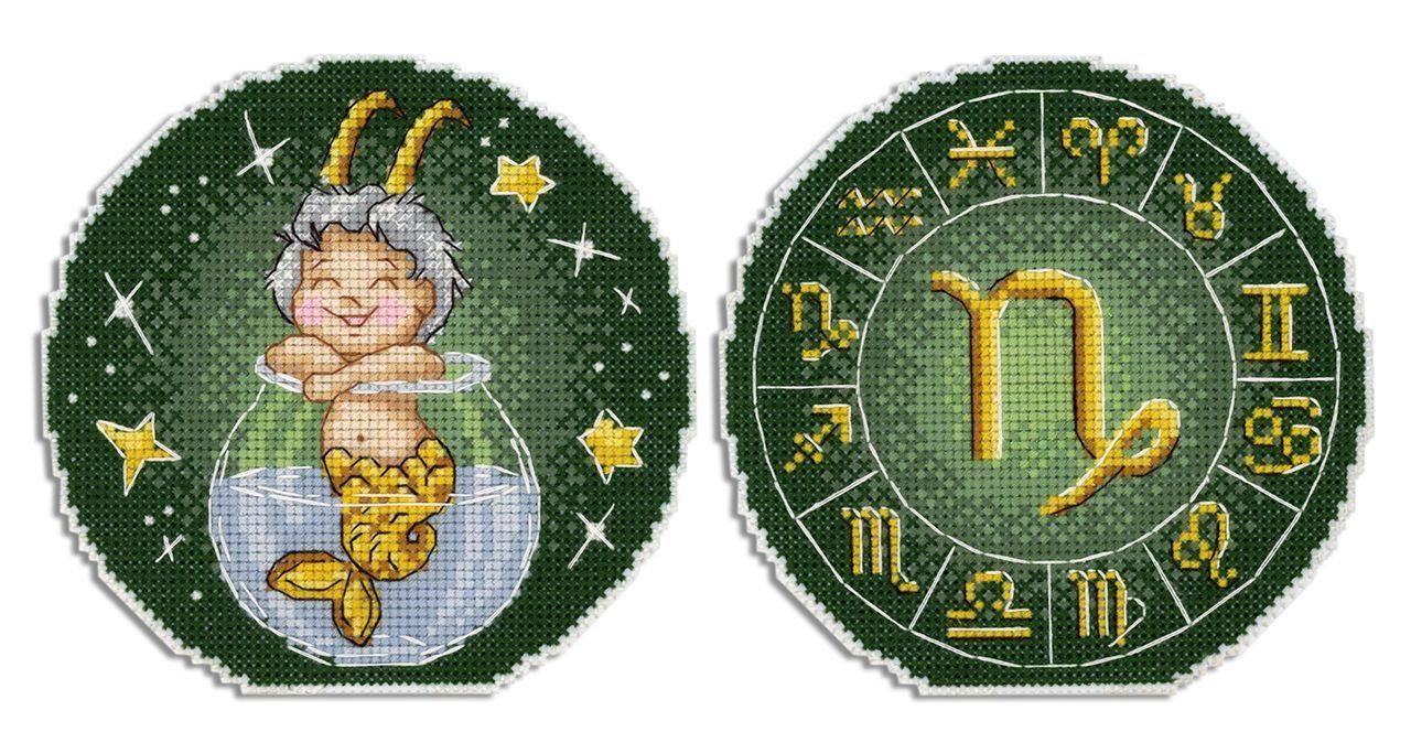Zodiac Signs. Capricorn SR-704 Plastic Canvas Counted Cross Stitch Kit - Wizardi