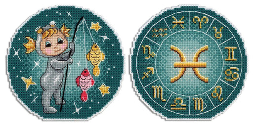 Zodiac Signs. Pisces SR-698 Plastic Canvas Counted Cross Stitch Kit - Wizardi