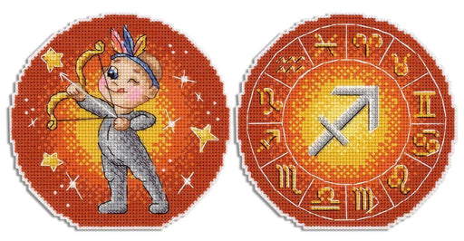 Zodiac Signs. Sagittarius SR-702 Plastic Canvas Counted Cross Stitch Kit - Wizardi